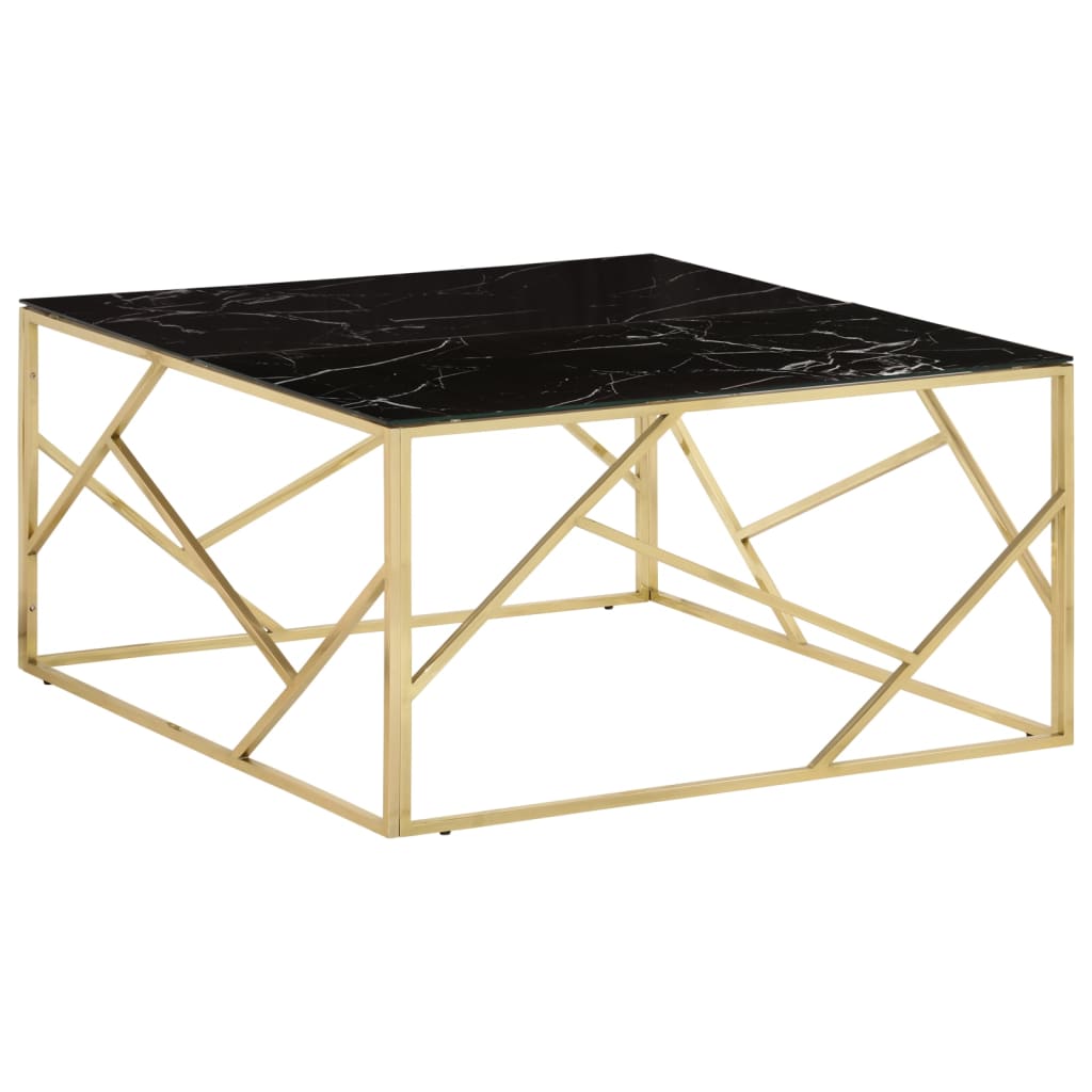 vidaXL Coffee Table Gold Stainless Steel and Tempered Glass at Willow and Wine!