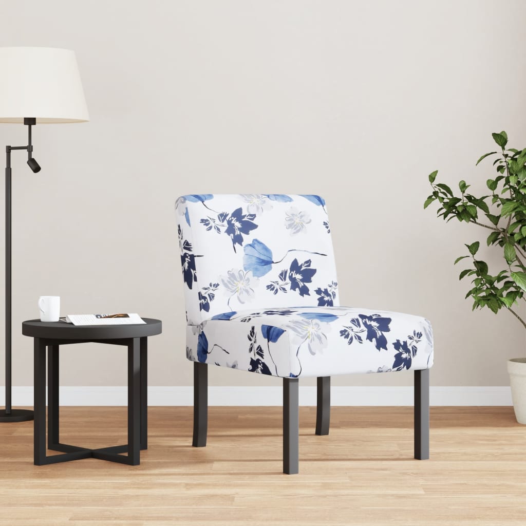 vidaXL Slipper Chair Blue Flower Fabric at Willow and Wine!