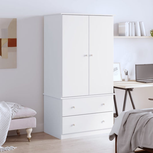 vidaXL Wardrobe ALTA White 90x55x170 cm Solid Wood Pine at Willow and Wine!