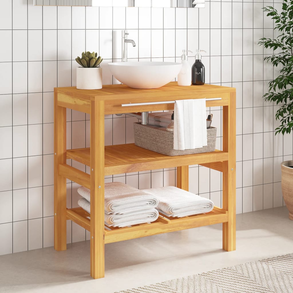 vidaXL Bathroom Vanity Cabinet with 2 Shelves 74x45x75 cm Solid Wood at Willow and Wine!