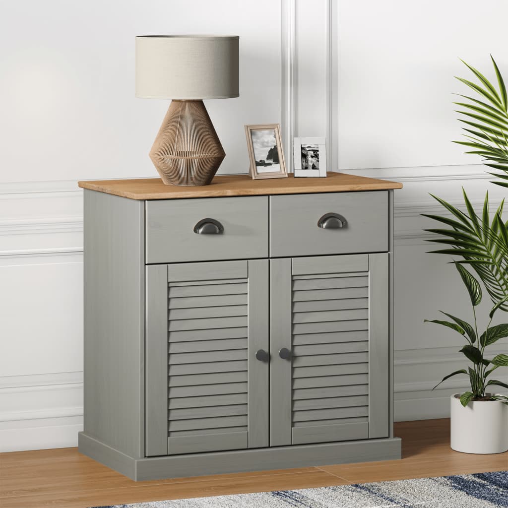 vidaXL Sideboard with Drawers VIGO 78x40x75 cm Grey Solid Wood Pine at Willow and Wine!