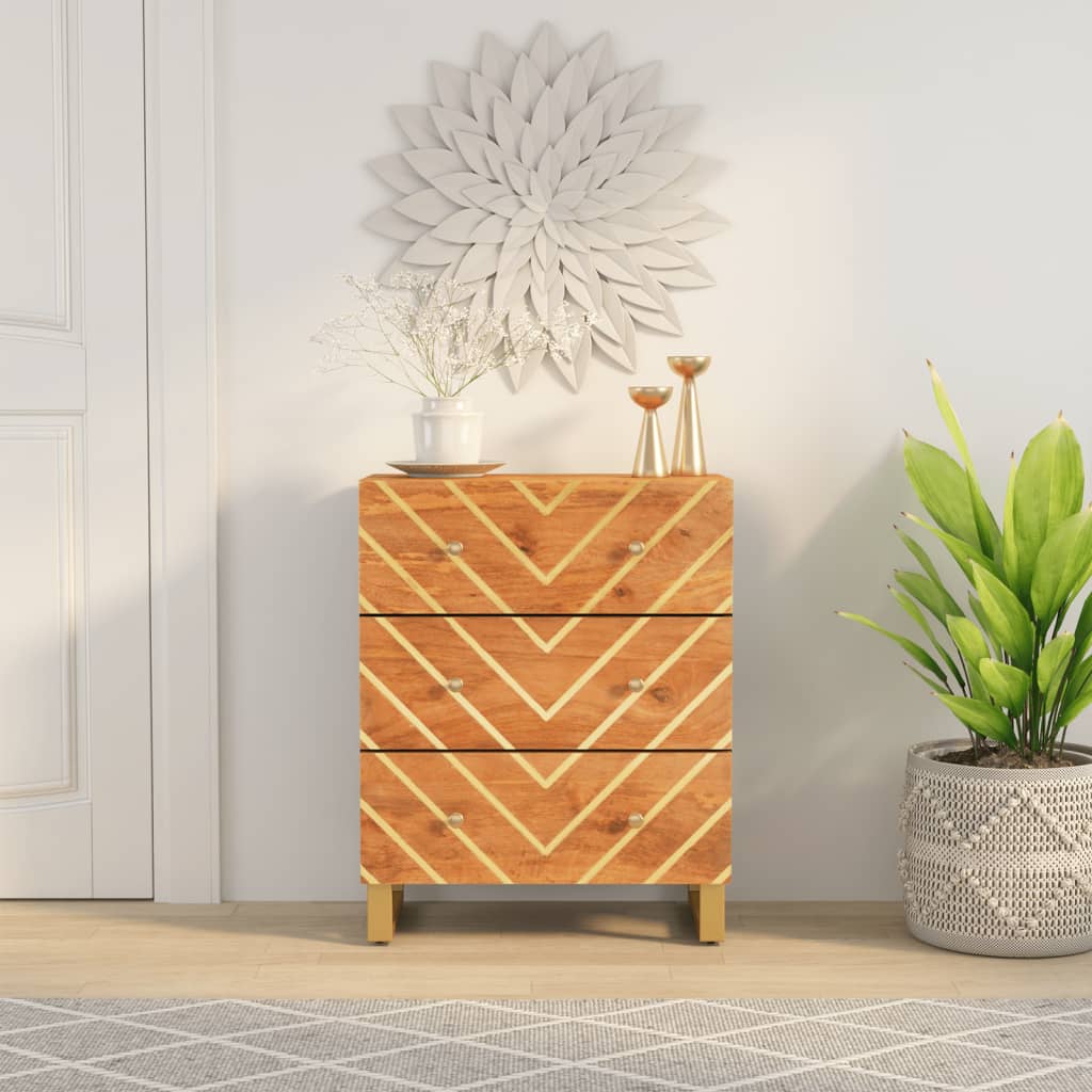 vidaXL Side Cabinet Brown and Black 60x33.5x75 cm Solid Wood Mango at Willow and Wine!