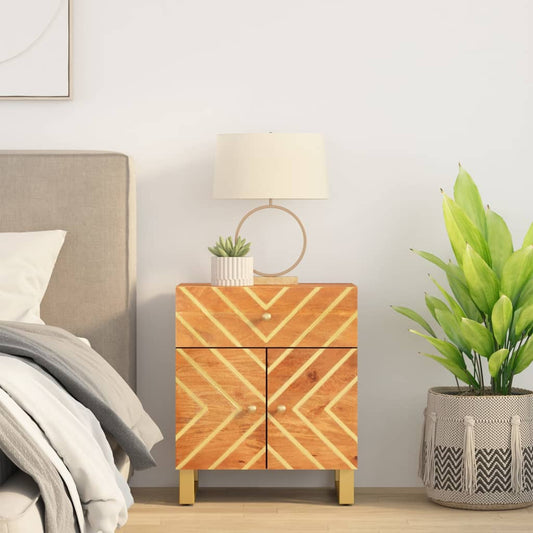 vidaXL Bedside Cabinet Brown and Black 50x33x60 cm Solid Wood Mango at Willow and Wine!