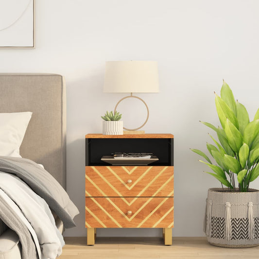 vidaXL Bedside Cabinet Brown and Black 50x33x60 cm Solid Wood Mango at Willow and Wine!