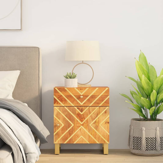 vidaXL Bedside Cabinet Brown and Black 50x33x60 cm Solid Wood Mango at Willow and Wine!