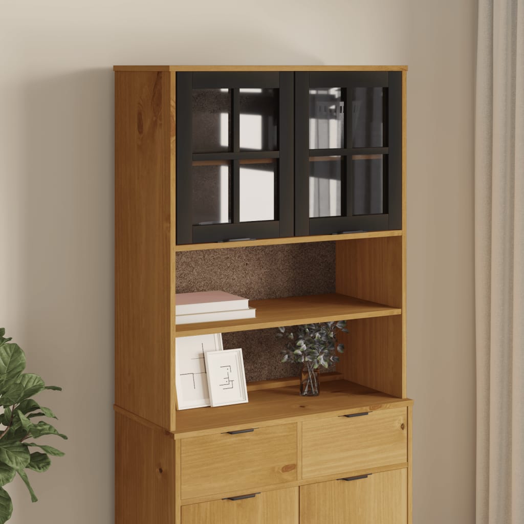 vidaXL Top for Highboard with Glass Doors FLAM Solid Wood Pine at Willow and Wine!