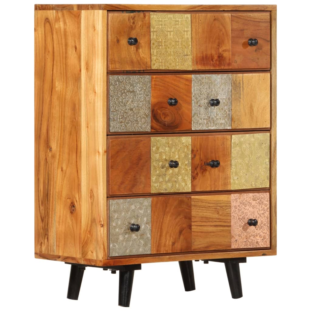 vidaXL Chest of Drawers 55x30x75 cm Solid Wood Acacia and Metal at Willow and Wine!