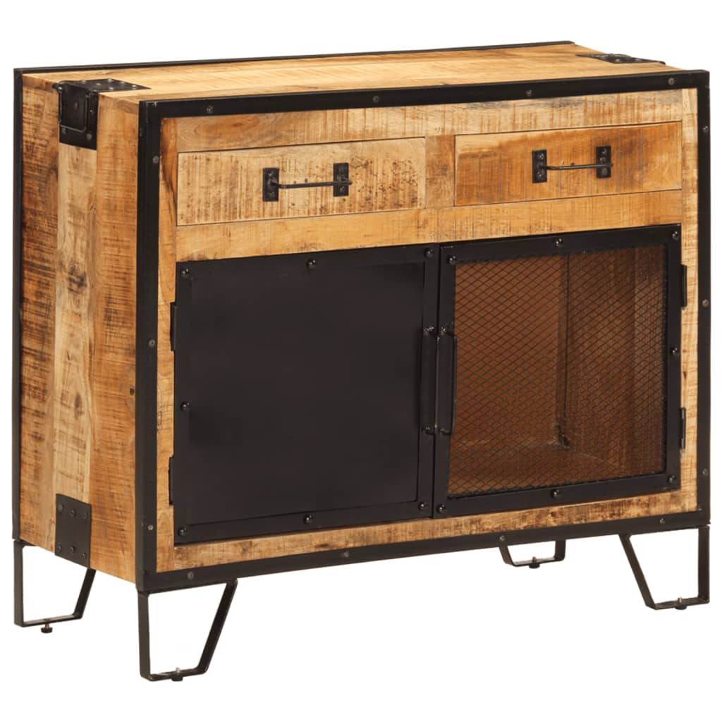 vidaXL Sideboard 80x31x66 cm Solid Rough Wood Mango and Metal at Willow and Wine!