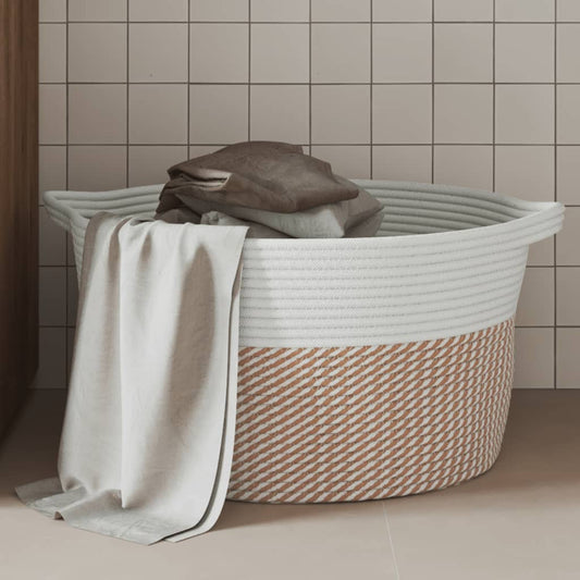 vidaXL Storage Basket Brown and White ��40x25 cm Cotton at Willow and Wine!