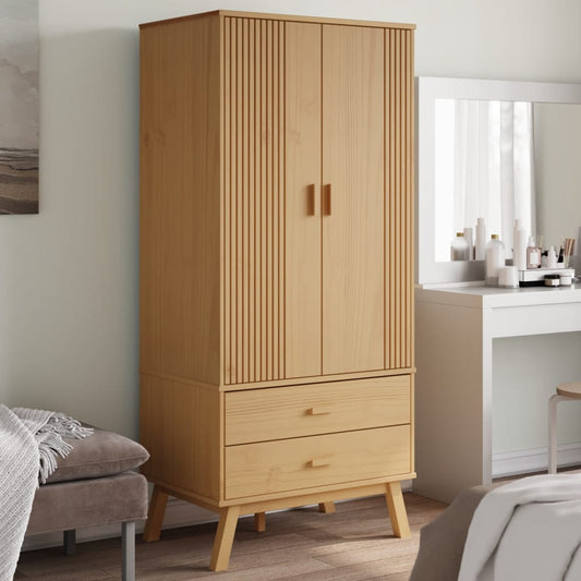 vidaXL Wardrobe OLDEN Brown 76.5x53x172 cm Solid Wood Pine at Willow and Wine!