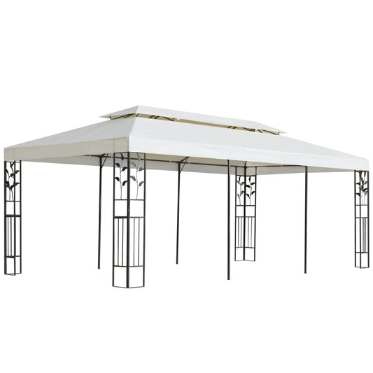 vidaXL Gazebo with Double Roof White 6x3 m Steel at Willow and Wine!
