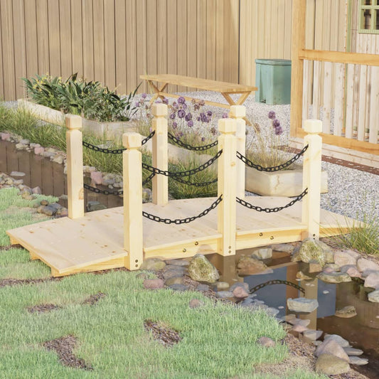 vidaXL Garden Bridge with Chain Railings 150x67x56cm Solid Wood Spruce at Willow and Wine!