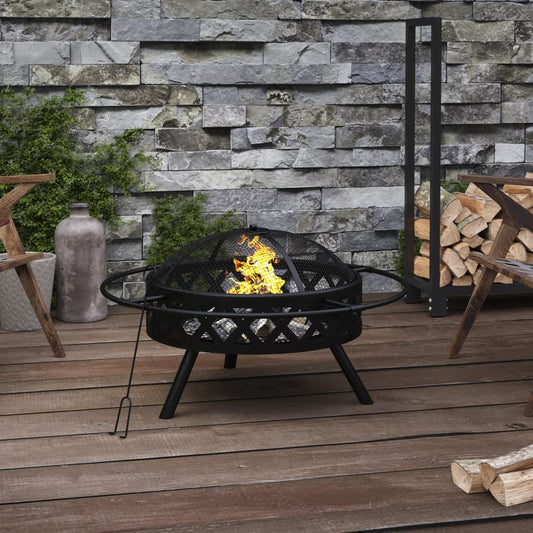 vidaXL Fire Pit with Poker 70 cm XXL Steel at Willow and Wine!