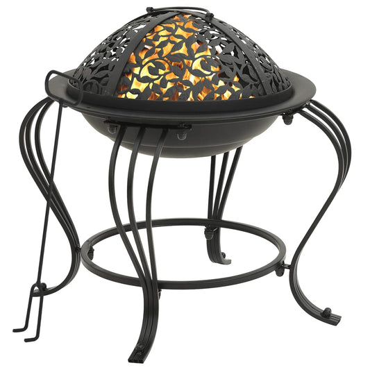 vidaXL Fire Pit with Poker 49 cm Steel at Willow and Wine!