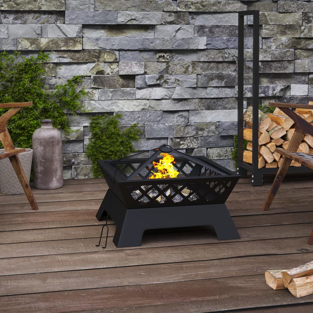 vidaXL Fire Pit with Poker 50 cm XXL Steel at Willow and Wine!