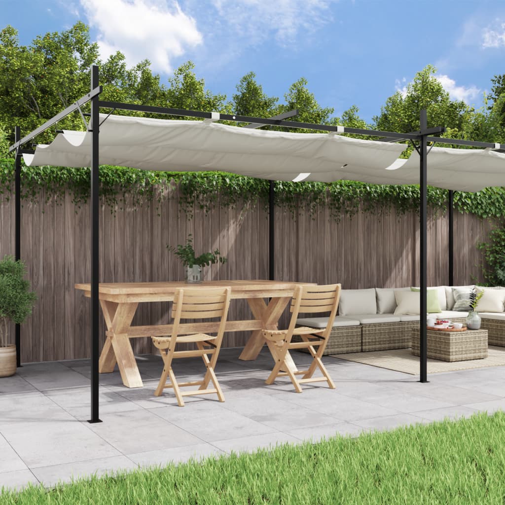 vidaXL Pergola with Retractable Roof Cream 589x292x230 cm at Willow and Wine!