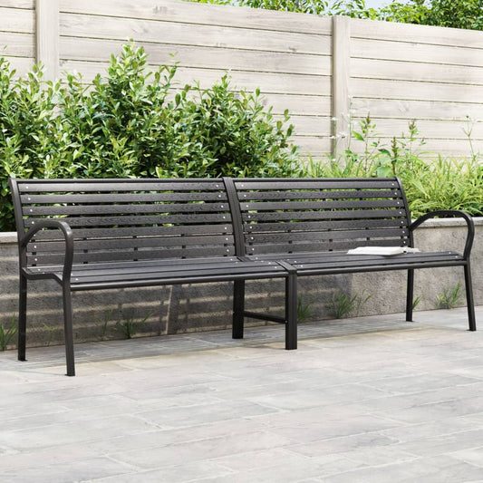 vidaXL Twin Garden Bench Black 231 cm Steel and WPC at Willow and Wine!