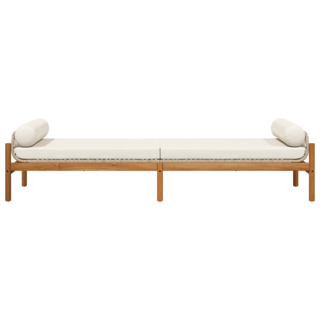 vidaXL Garden Bench with Cushion Beige Poly Rattan Acacia