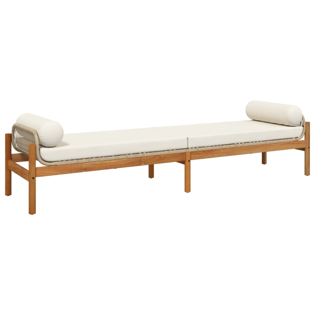 vidaXL Garden Bench with Cushion Beige Poly Rattan Acacia