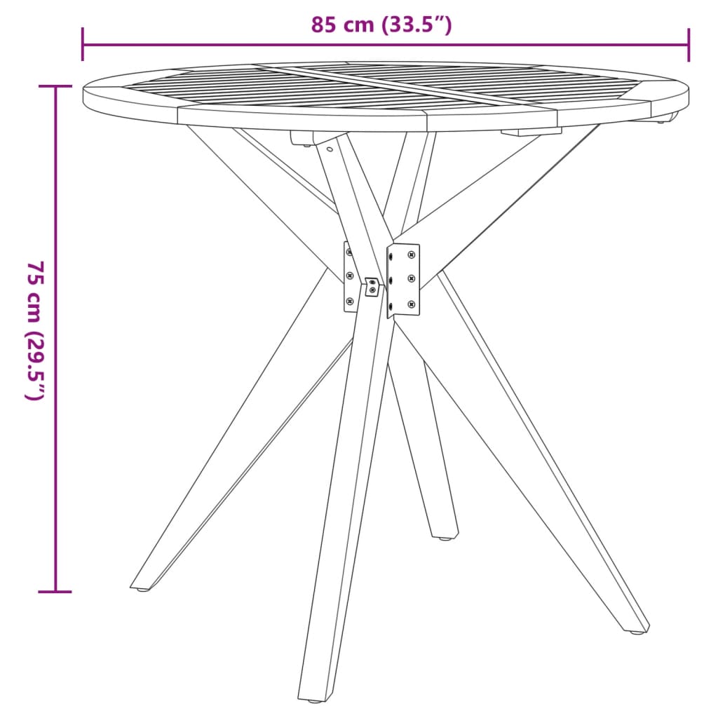 vidaXL Garden Table Round ��85x75 cm Solid Wood Acacia