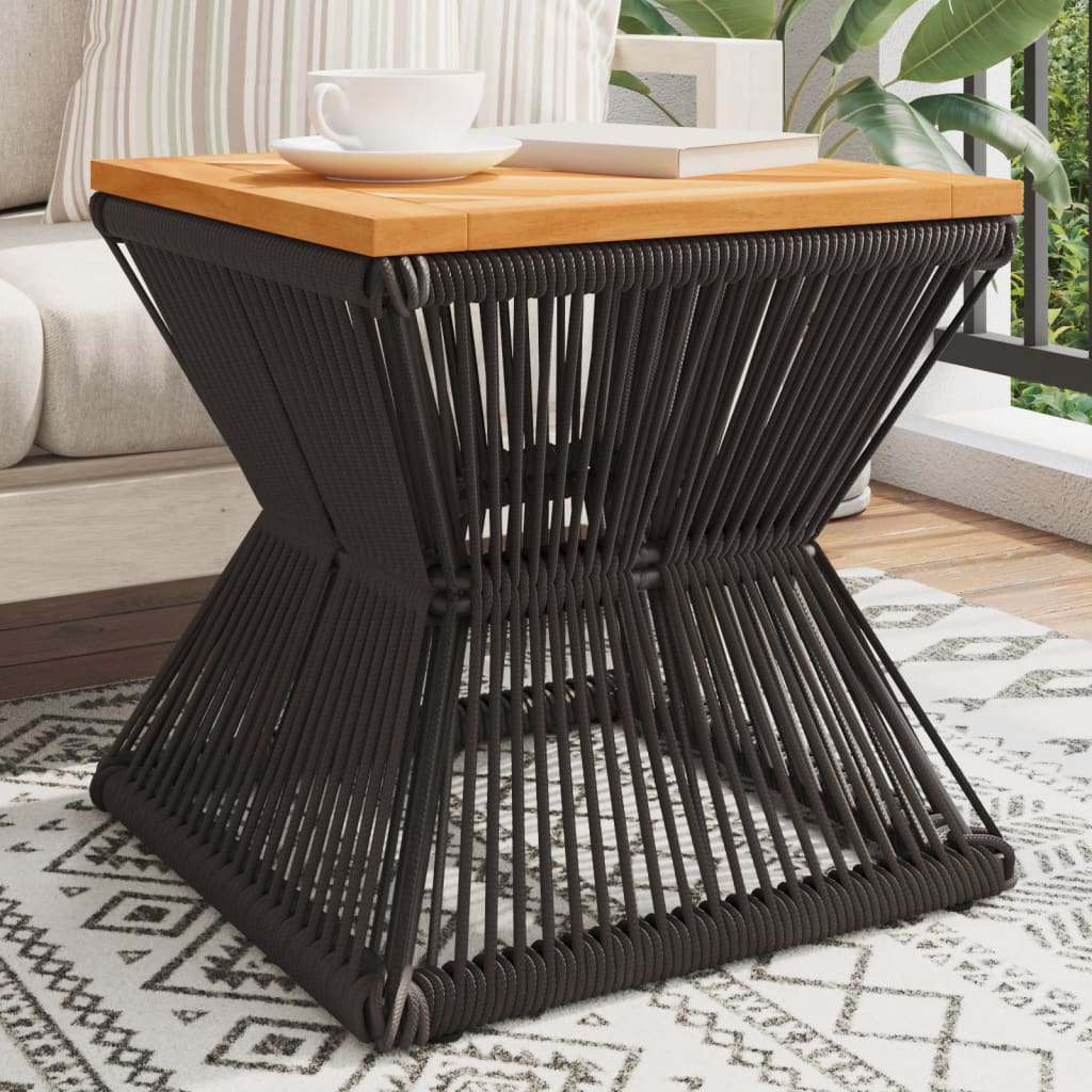 vidaXL Coffee Table with Wire Base Black 38x38x38 cm Solid Wood Acacia at Willow and Wine!