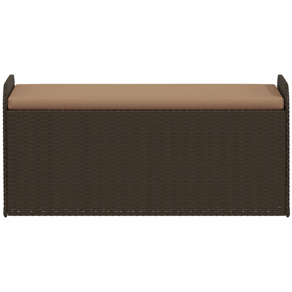 vidaXL Storage Bench with Cushion Brown 115x51x52 cm Poly Rattan