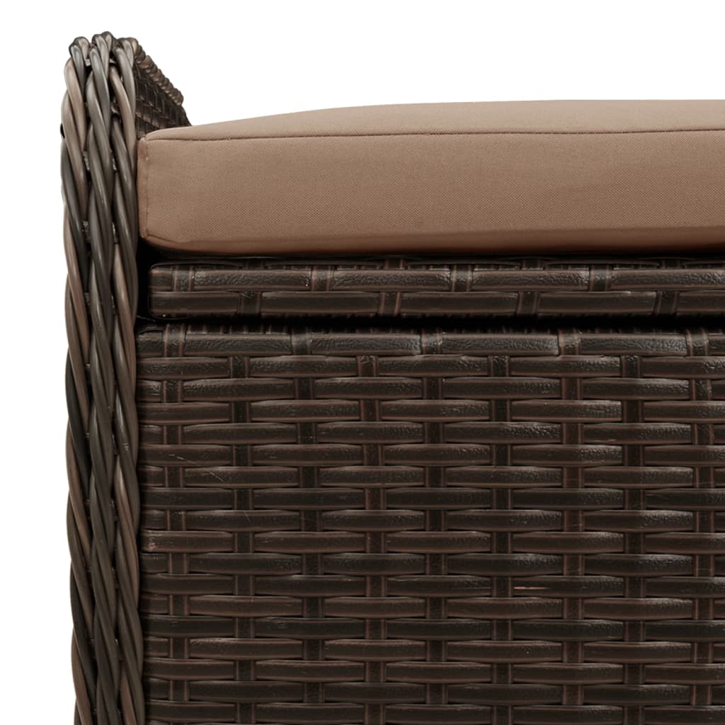 vidaXL Storage Bench with Cushion Brown 115x51x52 cm Poly Rattan