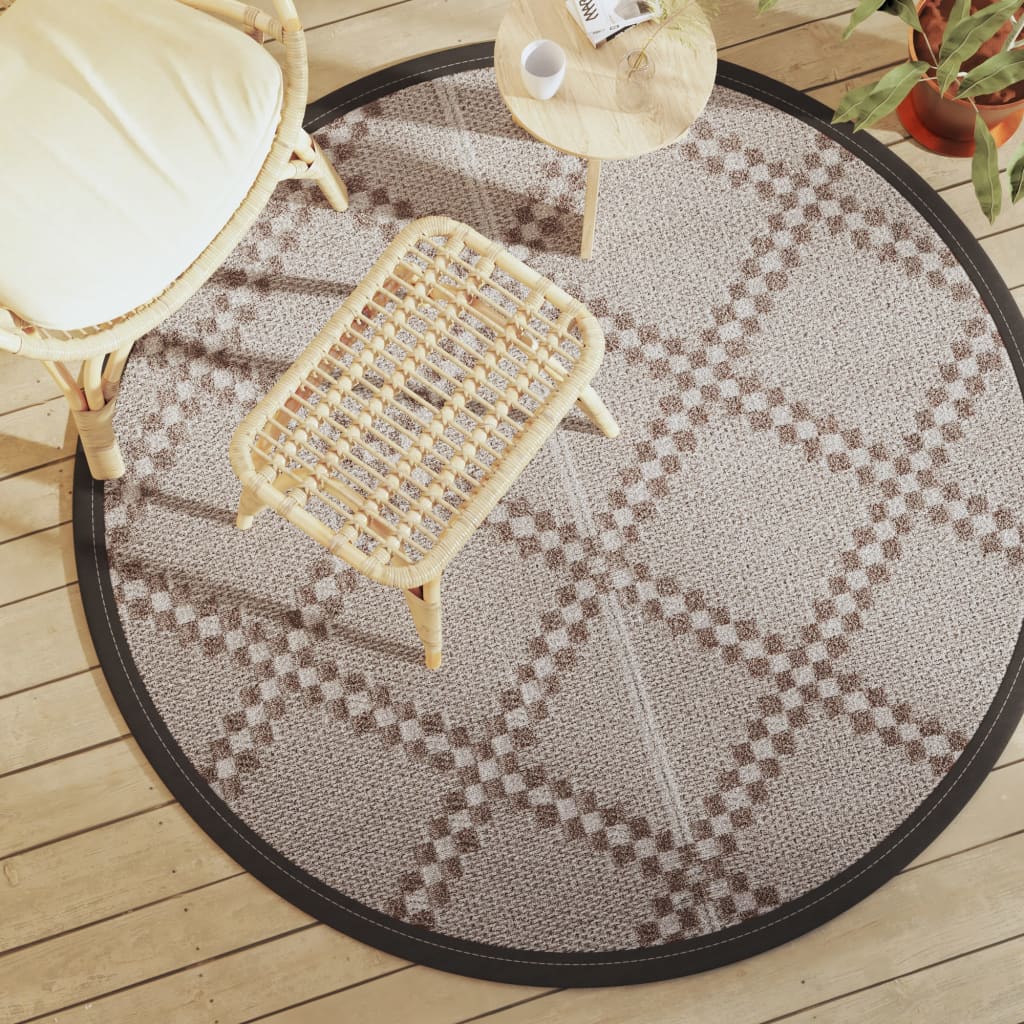 vidaXL Outdoor Carpet Brown Ø160 cm PP at Willow and Wine!