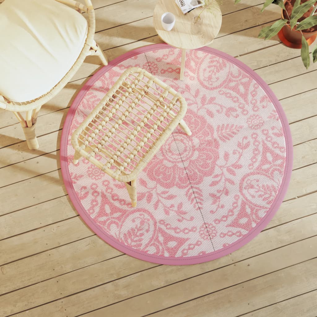 vidaXL Outdoor Carpet Pink Ø120 cm PP at Willow and Wine!