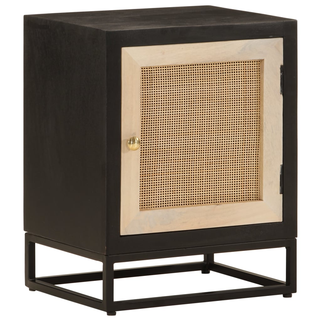 vidaXL Bedside Cabinet Black 40x30x50 cm Solid Wood Mango and Iron at Willow and Wine!