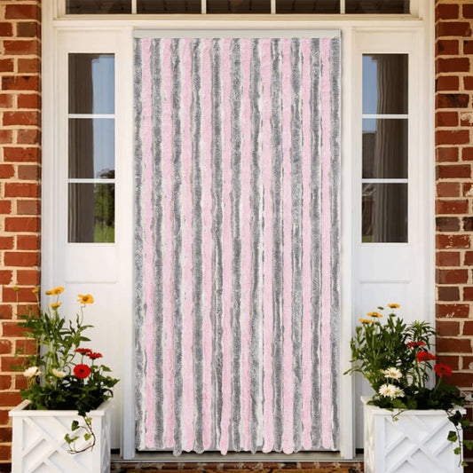 fly-curtain-silver-grey-and-pink-100x230-cm-chenille At Willow and Wine