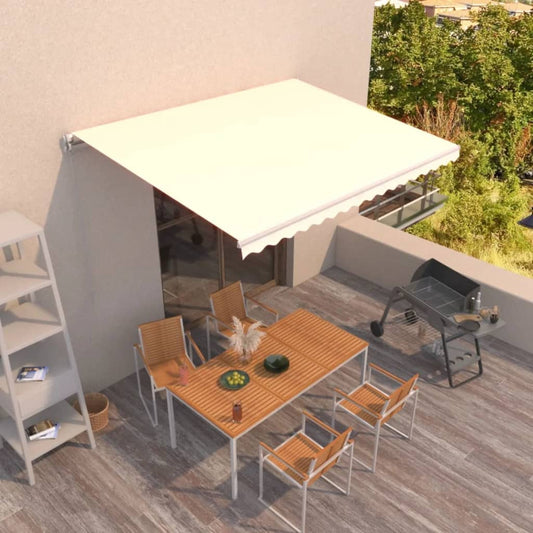 vidaXL Manual Retractable Awning 450x350 cm Cream at Willow and Wine!