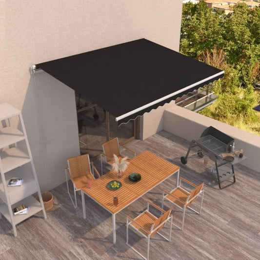 vidaXL Manual Retractable Awning 450x350 cm Anthracite at Willow and Wine!