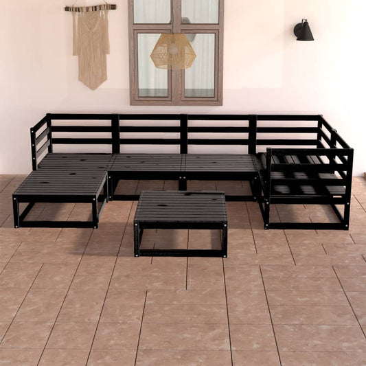 7-piece-garden-lounge-set-black-solid-wood-pine At Willow and Wine