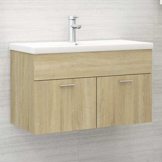 Sink Cabinet with Built-in Basin Sonoma Oak Engineered Wood