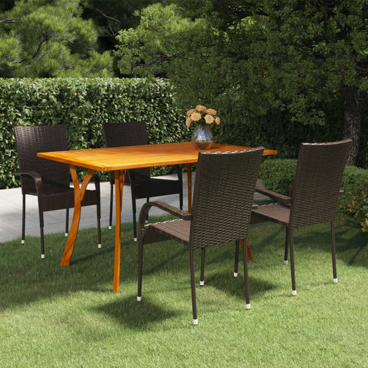 5-piece-garden-dining-set-brown At Willow and Wine