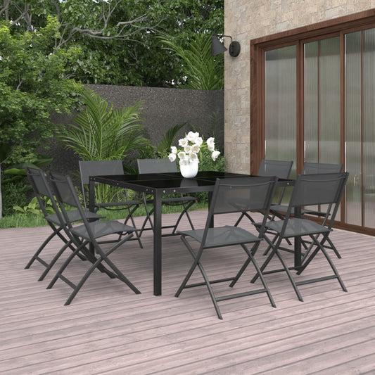 vidaXL 9 Piece Outdoor Dining Set Steel at Willow and Wine!