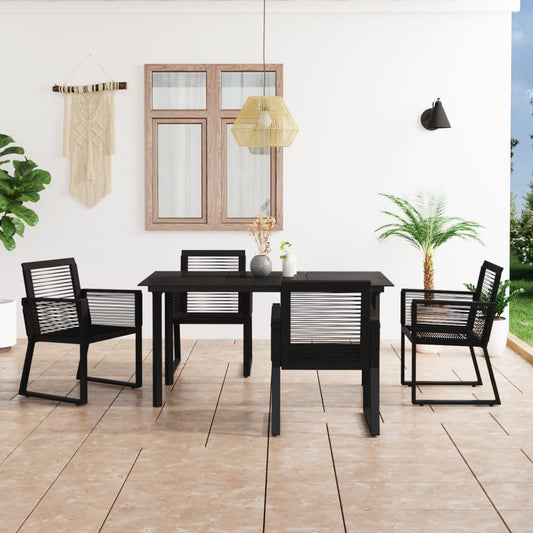 vidaXL 5 Piece Outdoor Dining Set PVC Rattan Black at Willow and Wine!