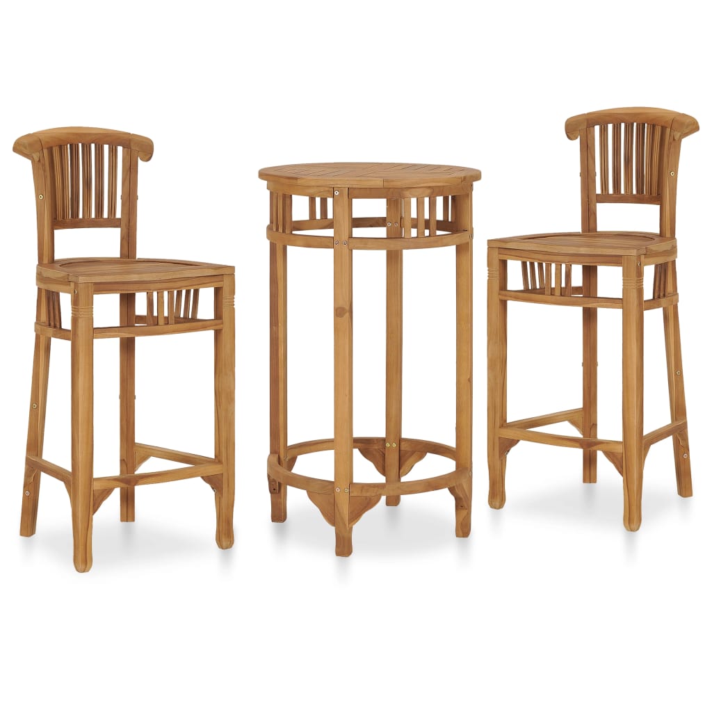 vidaXL 3 Piece Garden Bar Set Solid Teak Wood at Willow and Wine!