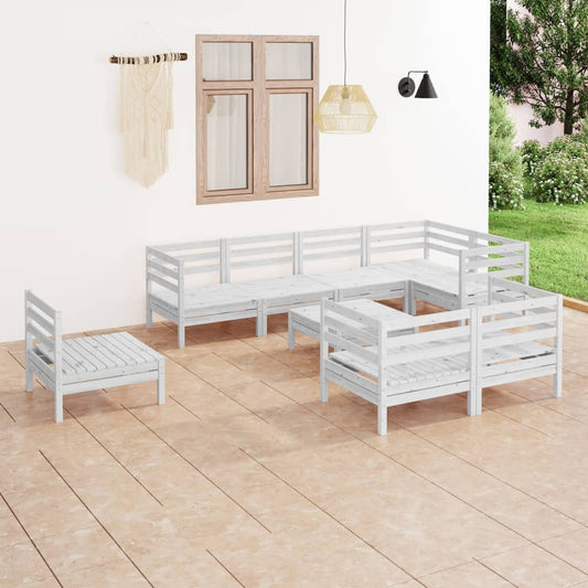 vidaXL 9 Piece Garden Lounge Set Solid Wood Pine White