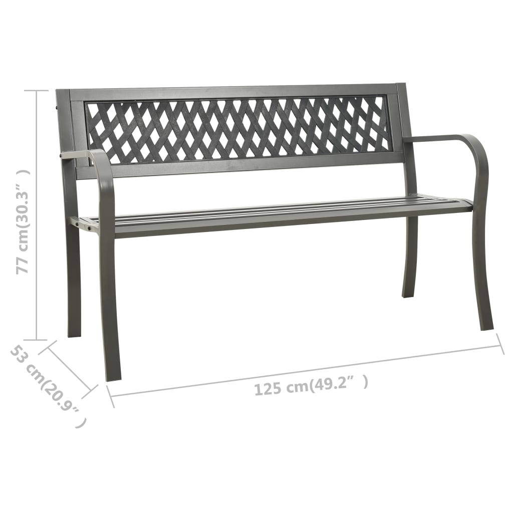 garden-bench-125-cm-steel-grey At Willow and Wine