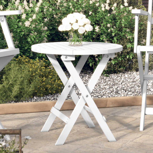 vidaXL Folding Garden Table White Ø 46 cm Solid Wood Acacia at Willow and Wine!