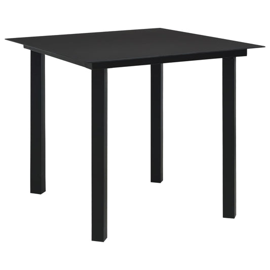 Garden Dining Table Black 80x80x74 cm Steel and Glass at Willow and Wine!