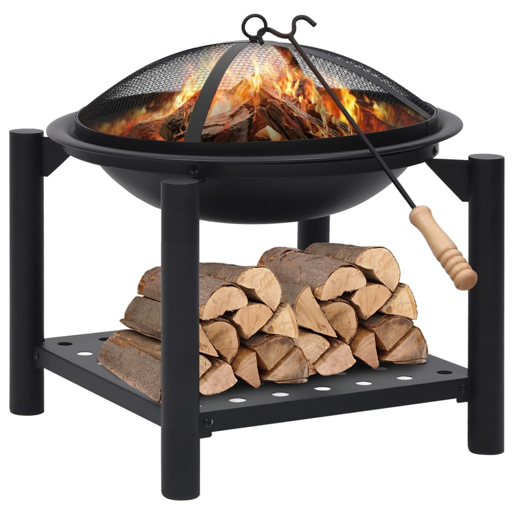 vidaXL Fire Pit with Poker 54x54x55 cm Steel at Willow and Wine!