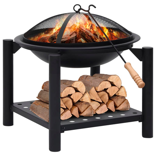 vidaXL Fire Pit with Poker 54x54x55 cm Steel at Willow and Wine!