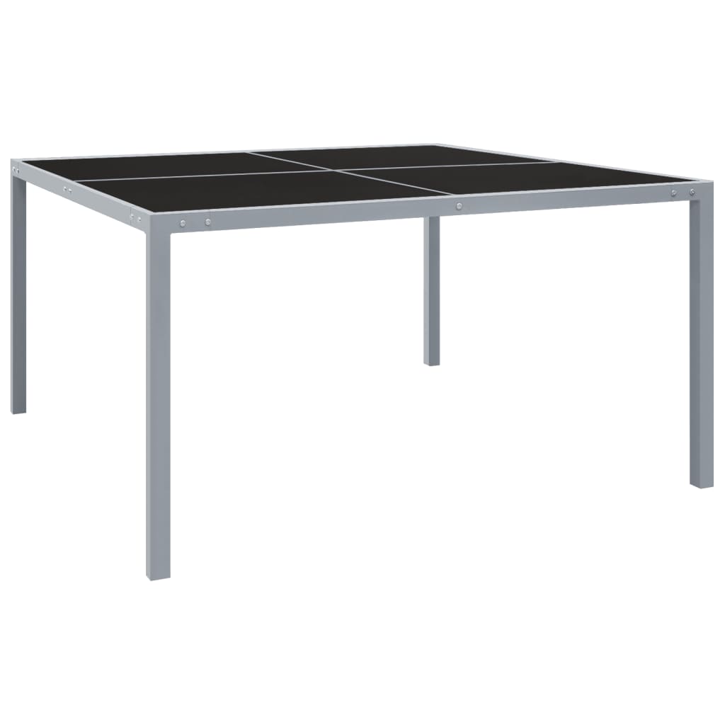 vidaXL Garden Table 130x130x72 cm Grey Steel and Glass at Willow and Wine!