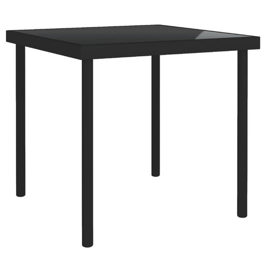 vidaXL Outdoor Dining Table Black 80x80x72 cm Glass and Steel at Willow and Wine!