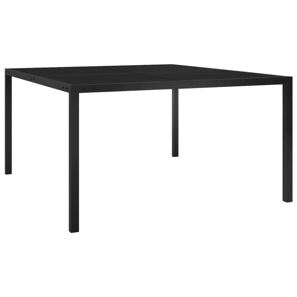 vidaXL Garden Table 130x130x72 cm Black Steel and Glass at Willow and Wine!