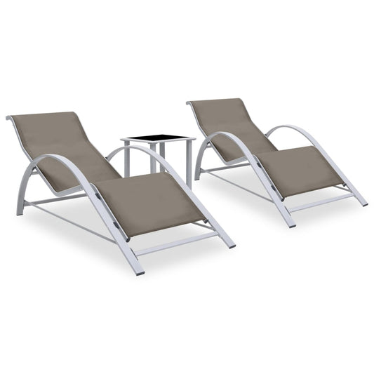 vidaXL Sun Loungers 2 pcs with Table Aluminium Taupe at Willow and Wine!