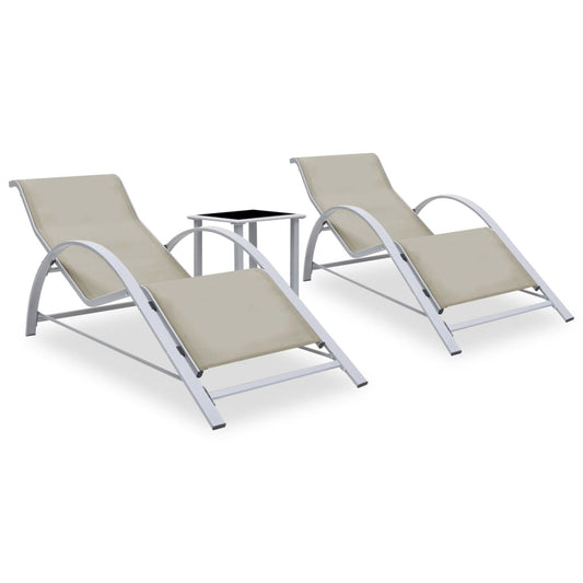 vidaXL Sun Loungers 2 pcs with Table Aluminium Cream at Willow and Wine!